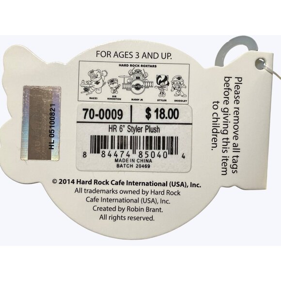 Hard Rock Cafe Roxtars Styler Punk Kitty Cat Plush Stuffed Goth Purple Black 7" - Picture 14 of 15